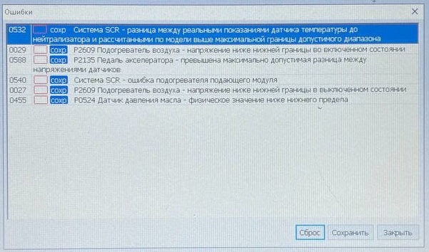 Ошибки МАЗ AdBlue SCR